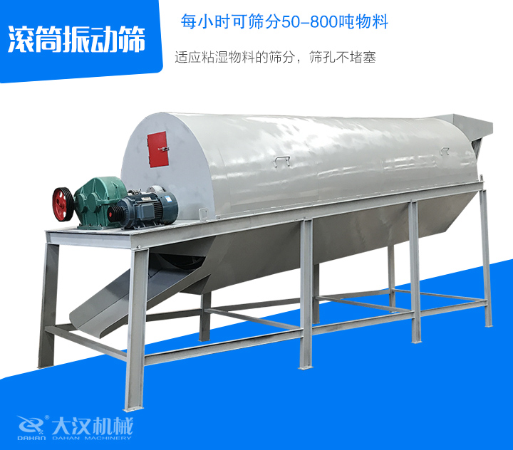 滾筒振動篩適應粘濕物料的篩分，篩孔不堵塞
